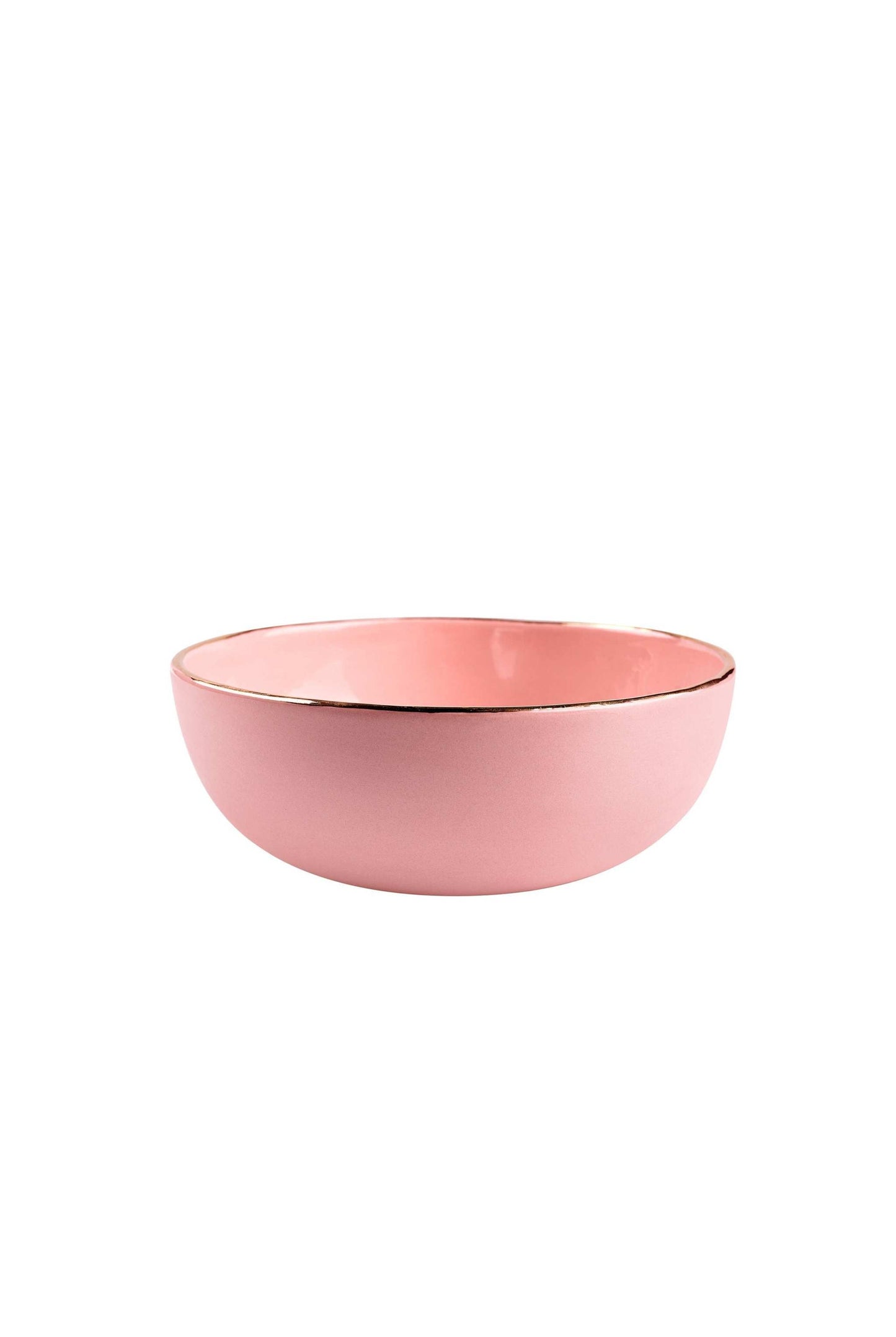 Handmade Porcelain Pink Salad Bowl and a Gold Rim