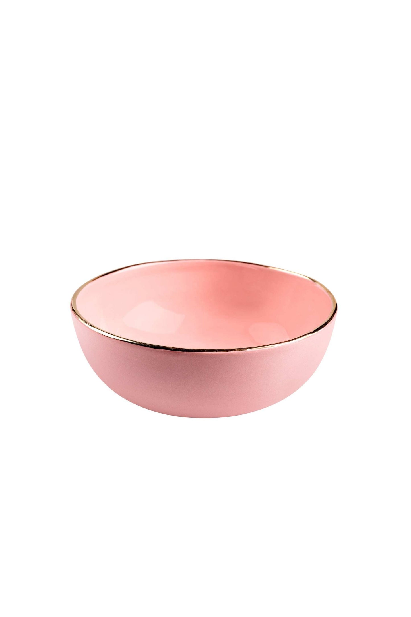Handmade Porcelain Pink Salad Bowl and a Gold Rim