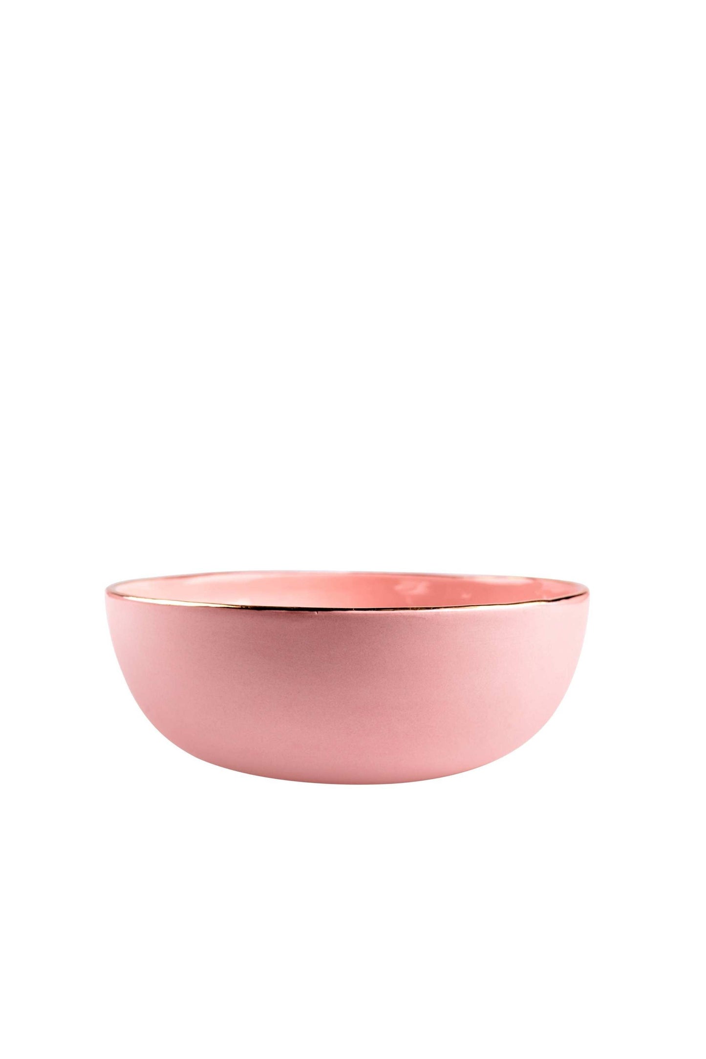 Handmade Porcelain Pink Salad Bowl and a Gold Rim