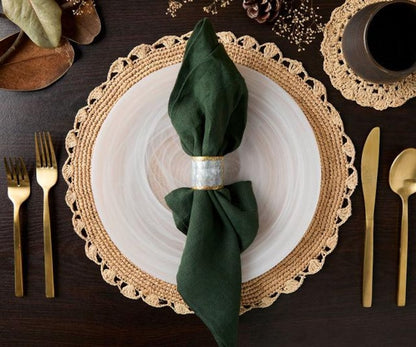 Handmade Raffia Woven Placemat  – Round Table Mats for Kitchen Dining Table Top Rug Mats & Dinner Table Mates - Tampa Home & Garden Store