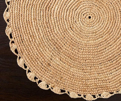 Handmade Raffia Woven Placemat  – Round Table Mats for Kitchen Dining Table Top Rug Mats & Dinner Table Mates - Tampa Home & Garden Store