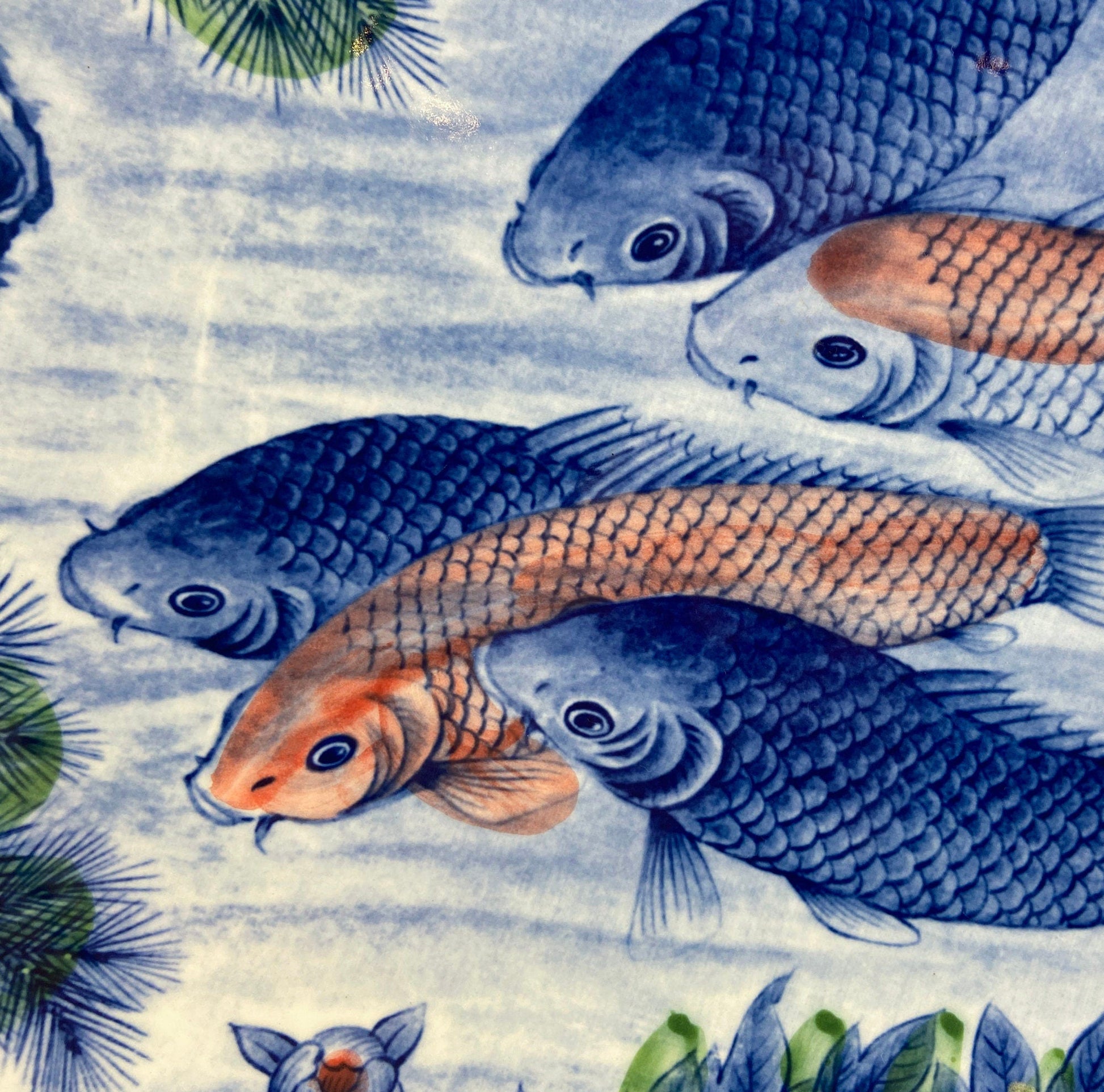 Handpainted Koi Fish Platter: Japanese Collectible Art Plate, 16" - Tampa Home & Garden Store