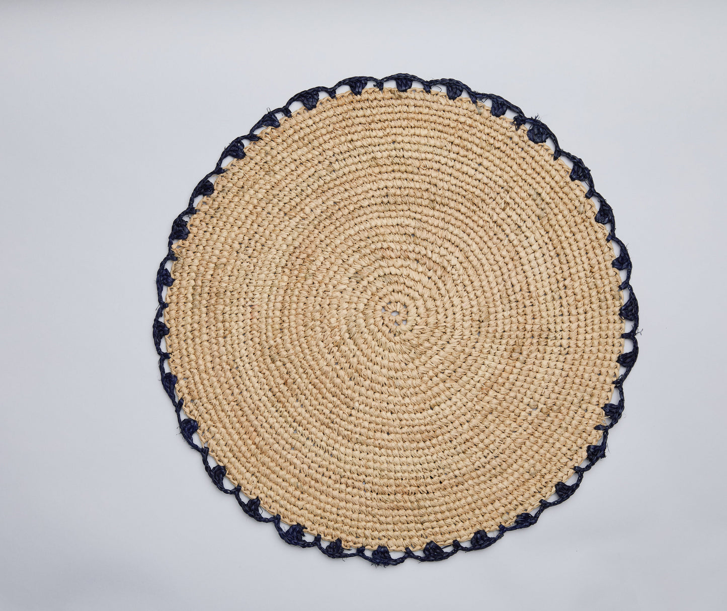 Handwoven Aura Blue Edge Placemat - Rustic Woven Raffia Tabletop Decor - Tampa Home & Garden Store
