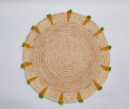 Handwoven Carrot Round Raffia Placemat – Artisan Table Décor - Tampa Home & Garden Store