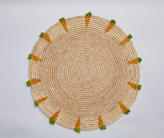 Handwoven Carrot Round Raffia Placemat – Artisan Table Décor - Tampa Home & Garden Store