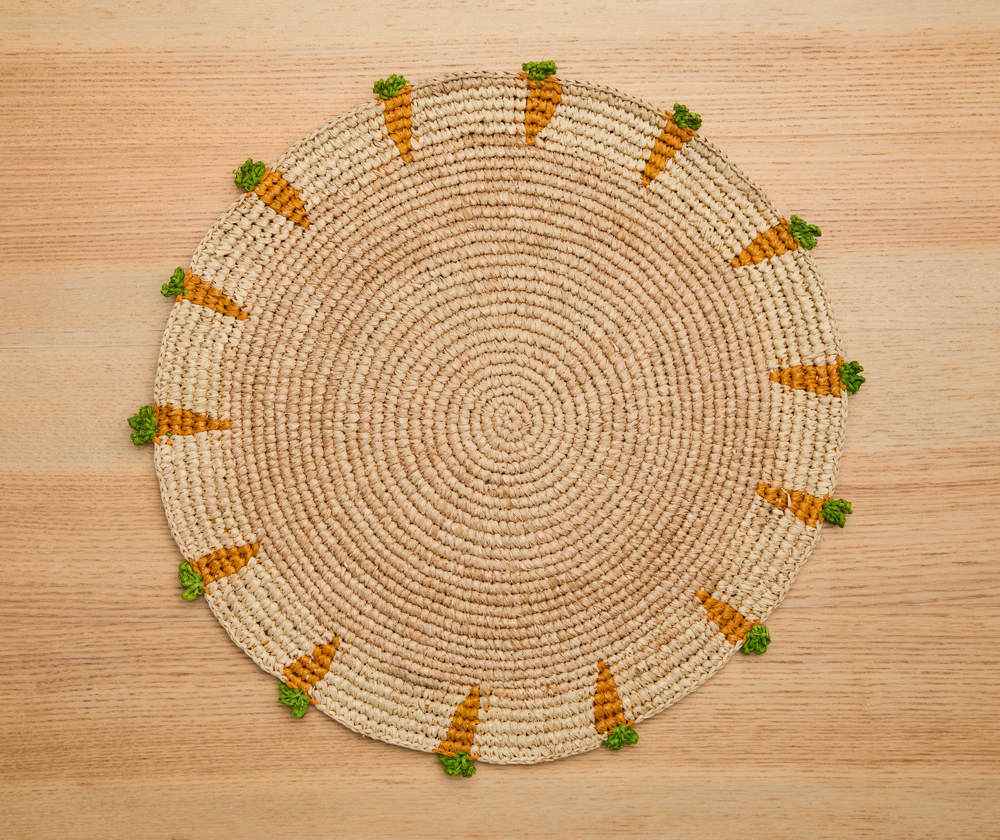 Handwoven Carrot Round Raffia Placemat – Artisan Table Décor - Tampa Home & Garden Store