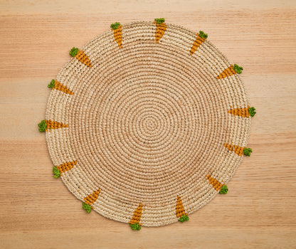 Handwoven Carrot Round Raffia Placemat – Artisan Table Décor - Tampa Home & Garden Store