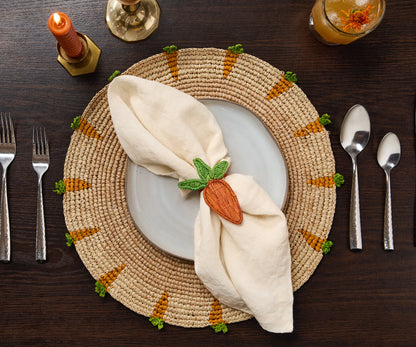 Handwoven Carrot Round Raffia Placemat – Artisan Table Décor - Tampa Home & Garden Store
