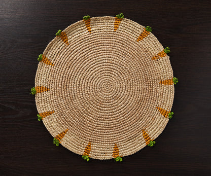 Handwoven Carrot Round Raffia Placemat – Artisan Table Décor - Tampa Home & Garden Store