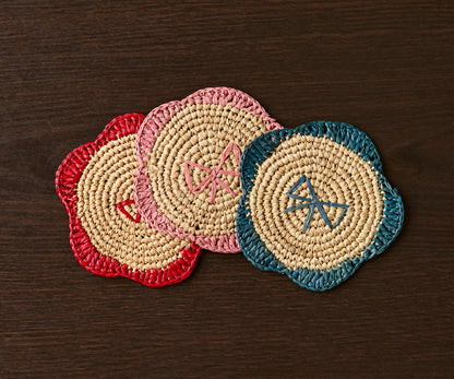 Handwoven Raffia Fringe Coaster by Payton James – Bohemian Candle Mat, Rustic Table Decor, Natural Raffia Palm - Tampa Home & Garden Store