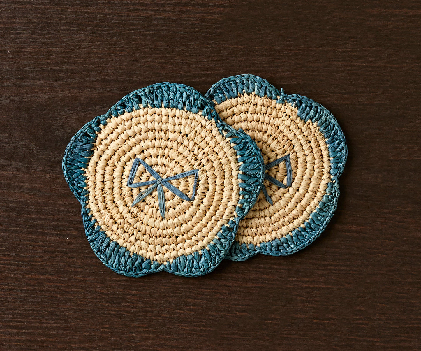Handwoven Raffia Fringe Coaster by Payton James – Bohemian Candle Mat, Rustic Table Decor, Natural Raffia Palm - Tampa Home & Garden Store