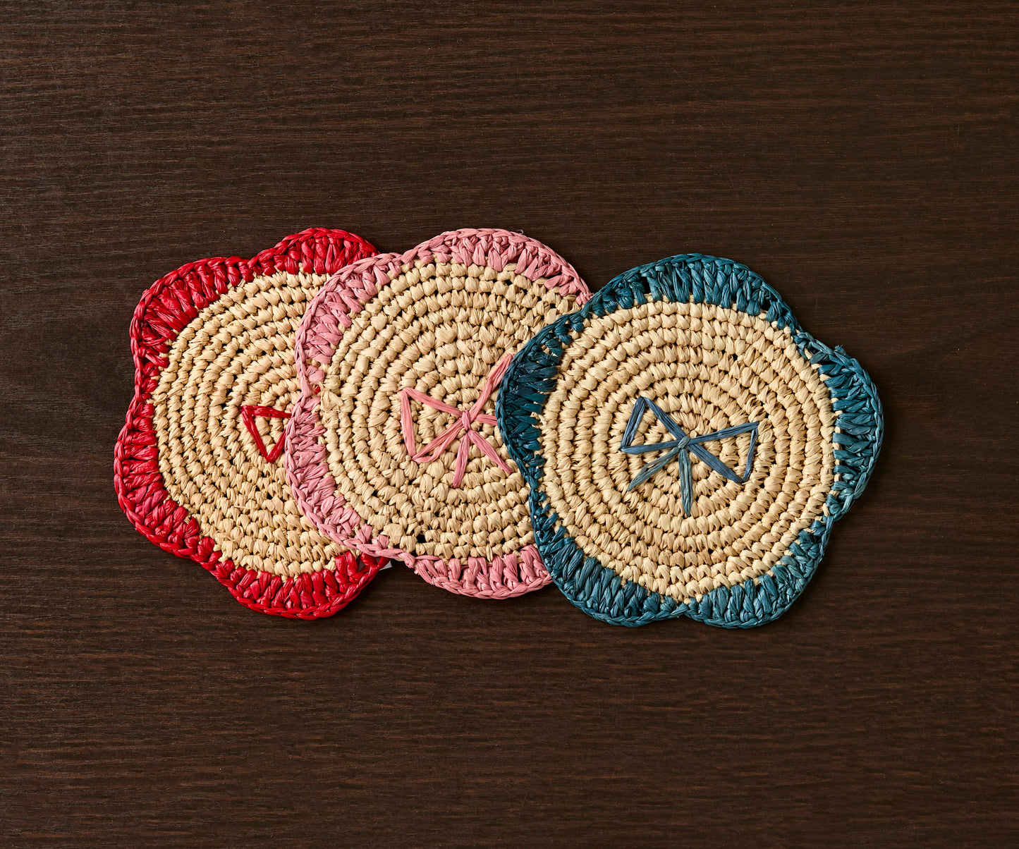 Handwoven Raffia Fringe Coaster by Payton James – Bohemian Candle Mat, Rustic Table Decor, Natural Raffia Palm - Tampa Home & Garden Store