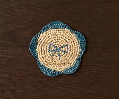 Handwoven Raffia Fringe Coaster by Payton James – Bohemian Candle Mat, Rustic Table Decor, Natural Raffia Palm - Tampa Home & Garden Store