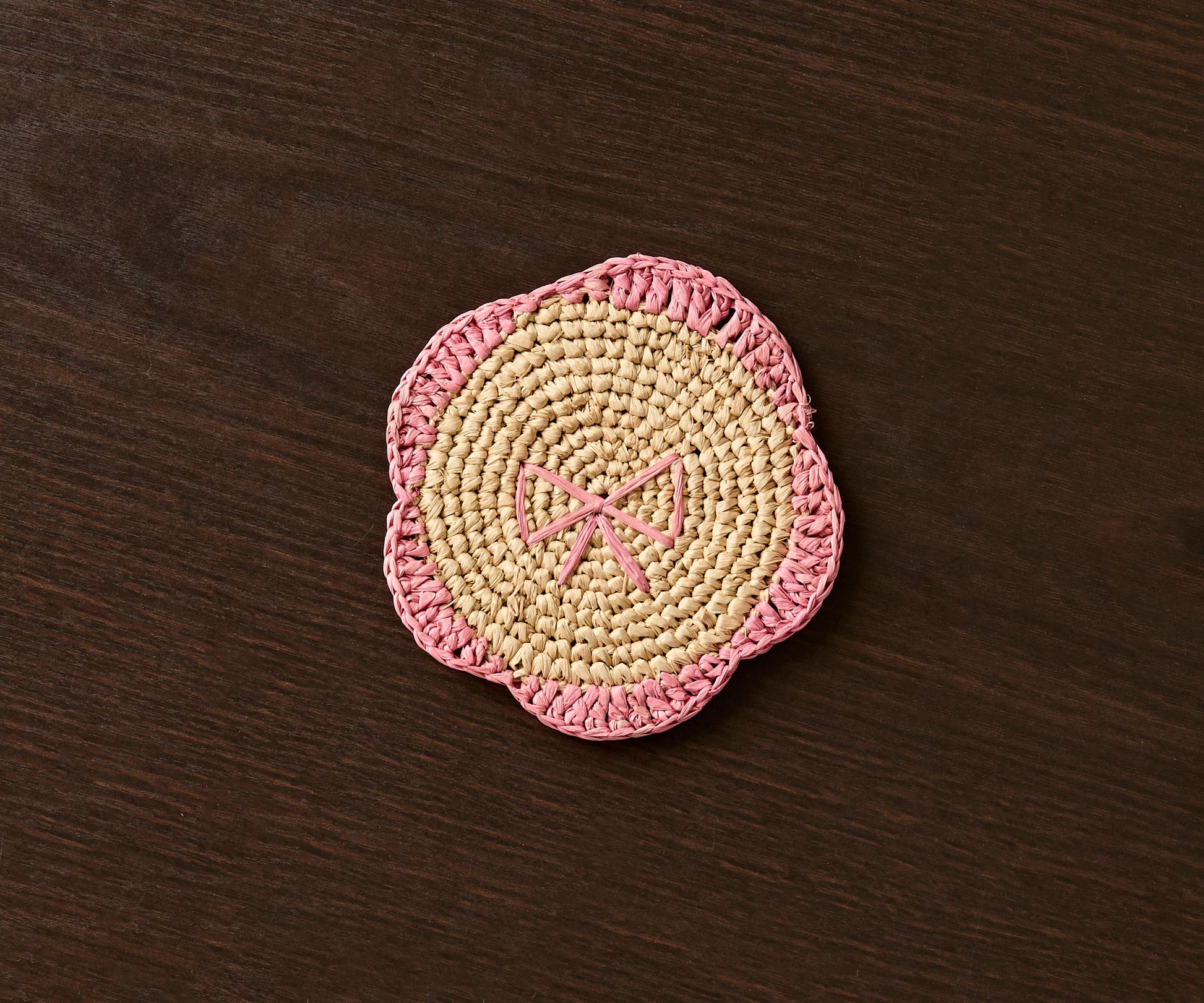 Handwoven Raffia Fringe Coaster by Payton James – Bohemian Candle Mat, Rustic Table Decor, Natural Raffia Palm - Tampa Home & Garden Store