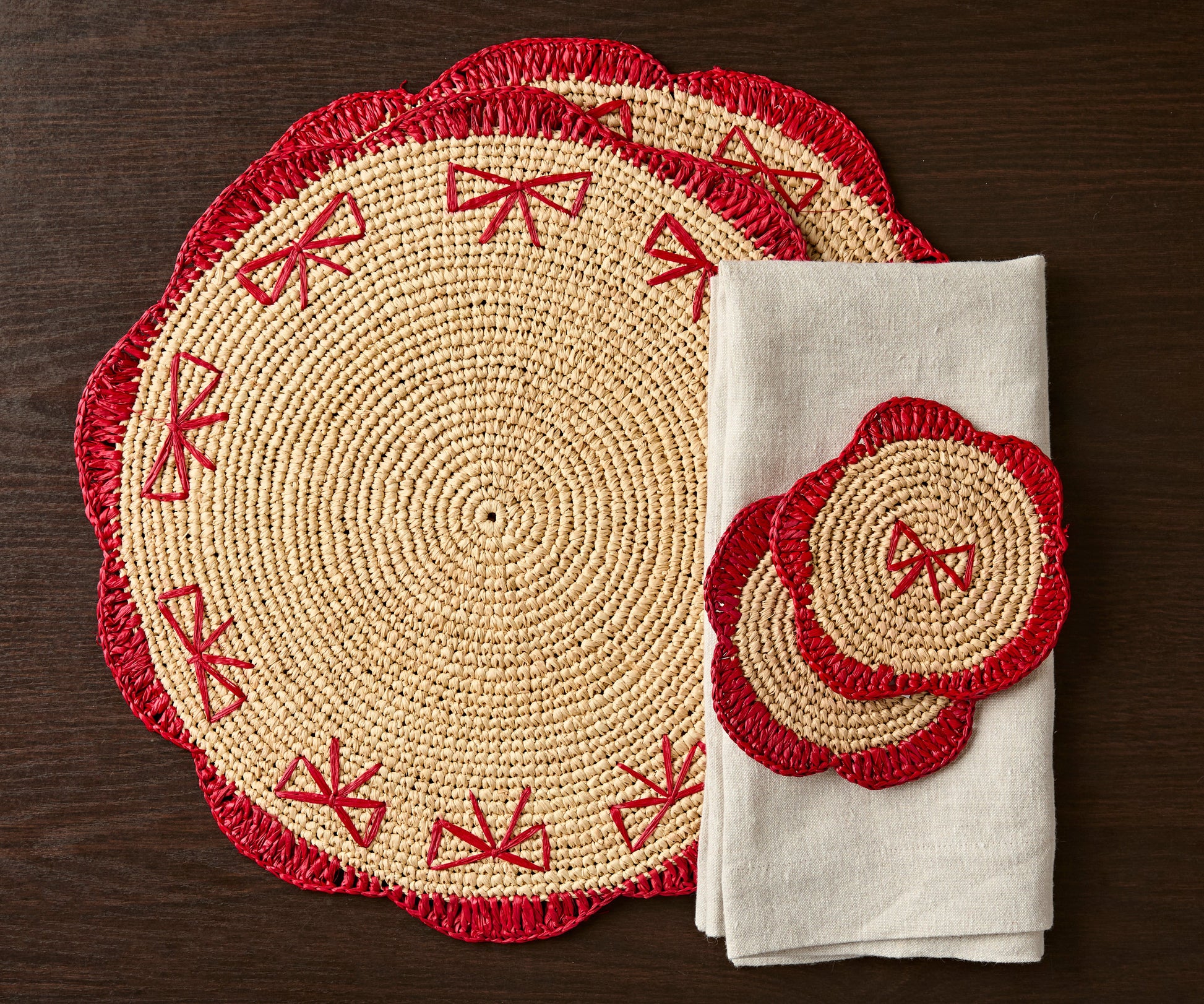 Handwoven Raffia Fringe Coaster by Payton James – Bohemian Candle Mat, Rustic Table Decor, Natural Raffia Palm - Tampa Home & Garden Store