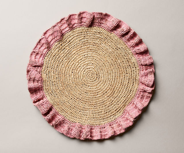 Handwoven Raffia Ruffle Placemat – Boho Chic Table Décor – Summer Table Accent - Tampa Home & Garden Store
