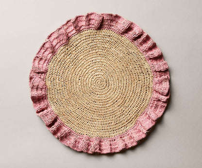 Handwoven Raffia Ruffle Placemat – Boho Chic Table Décor – Summer Table Accent - Tampa Home & Garden Store