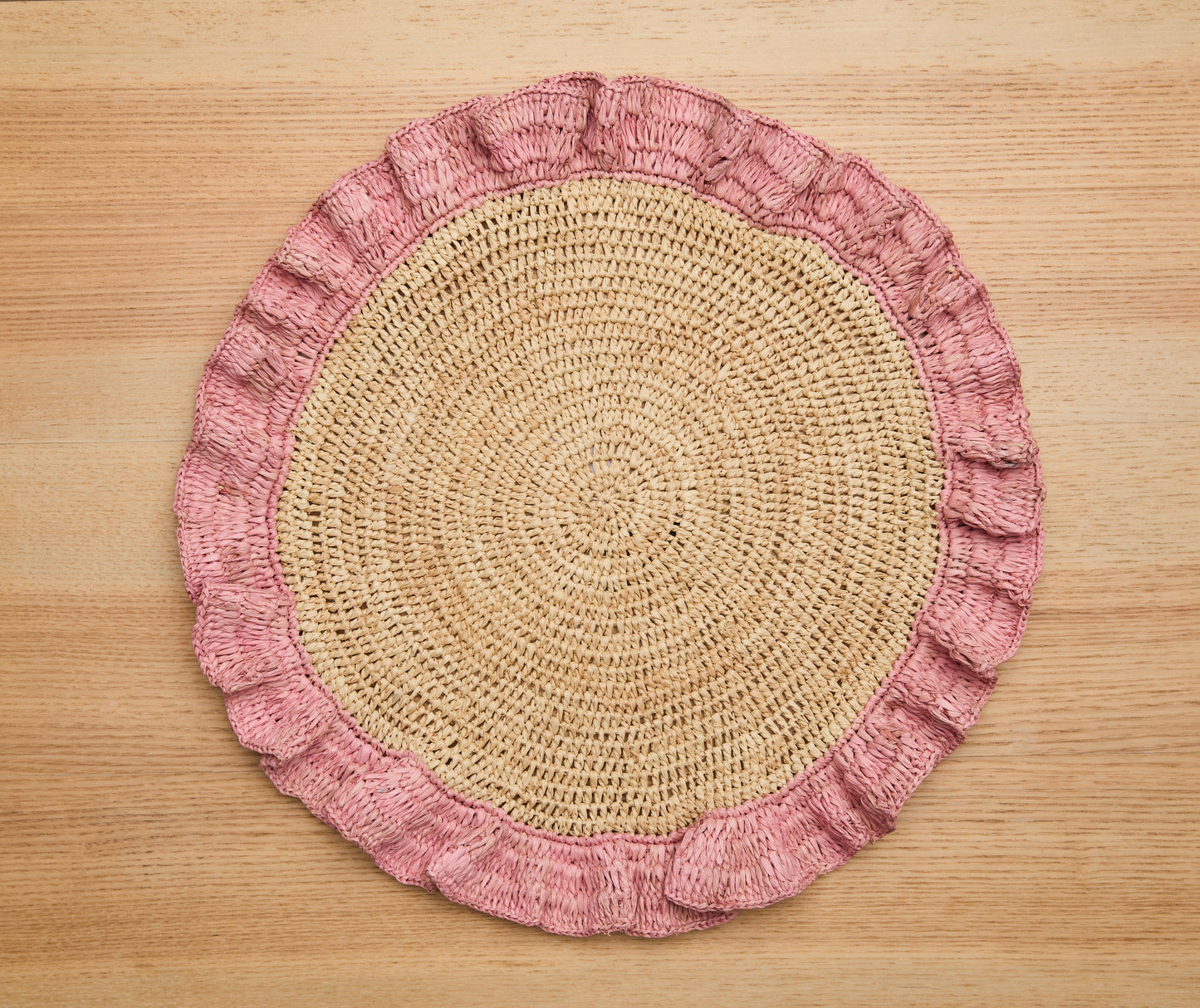 Handwoven Raffia Ruffle Placemat – Boho Chic Table Décor – Summer Table Accent - Tampa Home & Garden Store