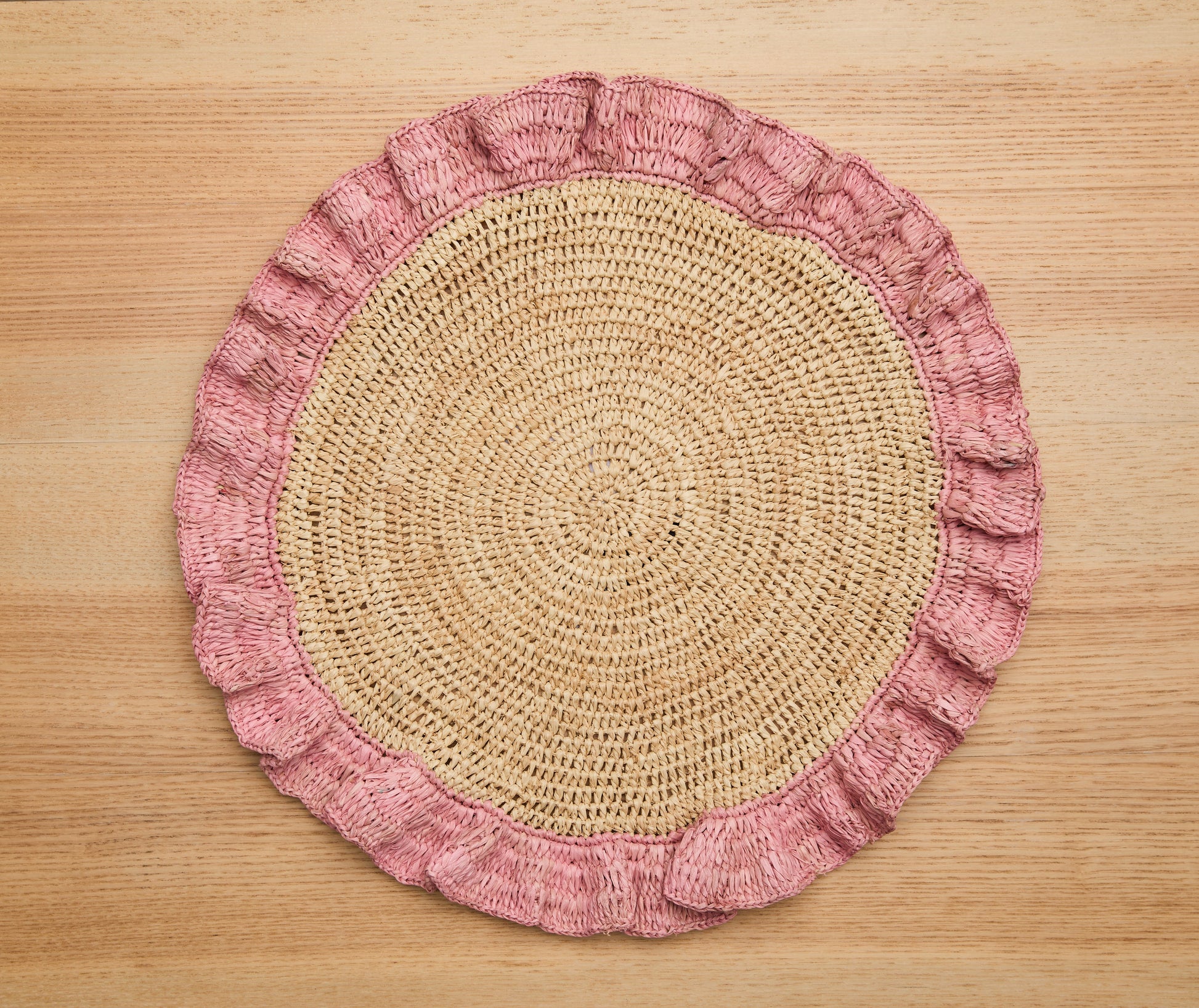 Handwoven Raffia Ruffle Placemat – Boho Chic Table Décor – Summer Table Accent - Tampa Home & Garden Store