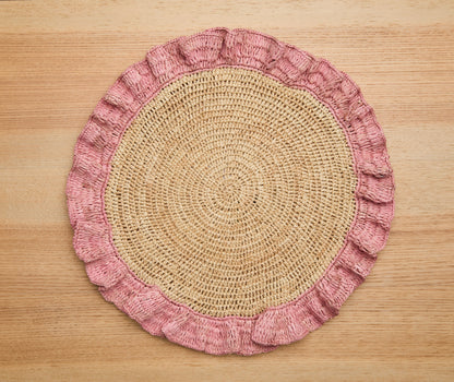 Handwoven Raffia Ruffle Placemat – Boho Chic Table Décor – Summer Table Accent - Tampa Home & Garden Store