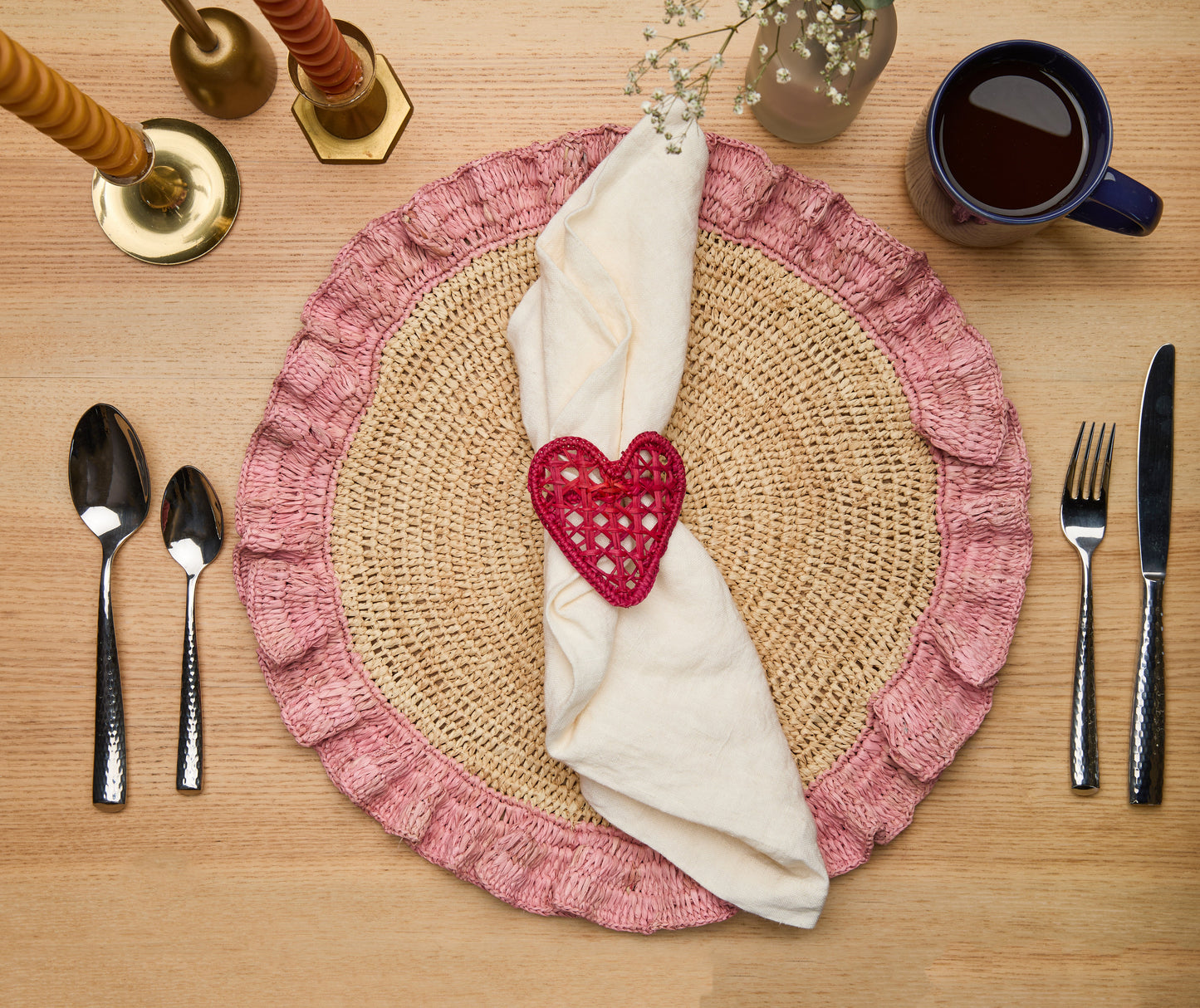 Handwoven Raffia Ruffle Placemat – Boho Chic Table Décor – Summer Table Accent - Tampa Home & Garden Store
