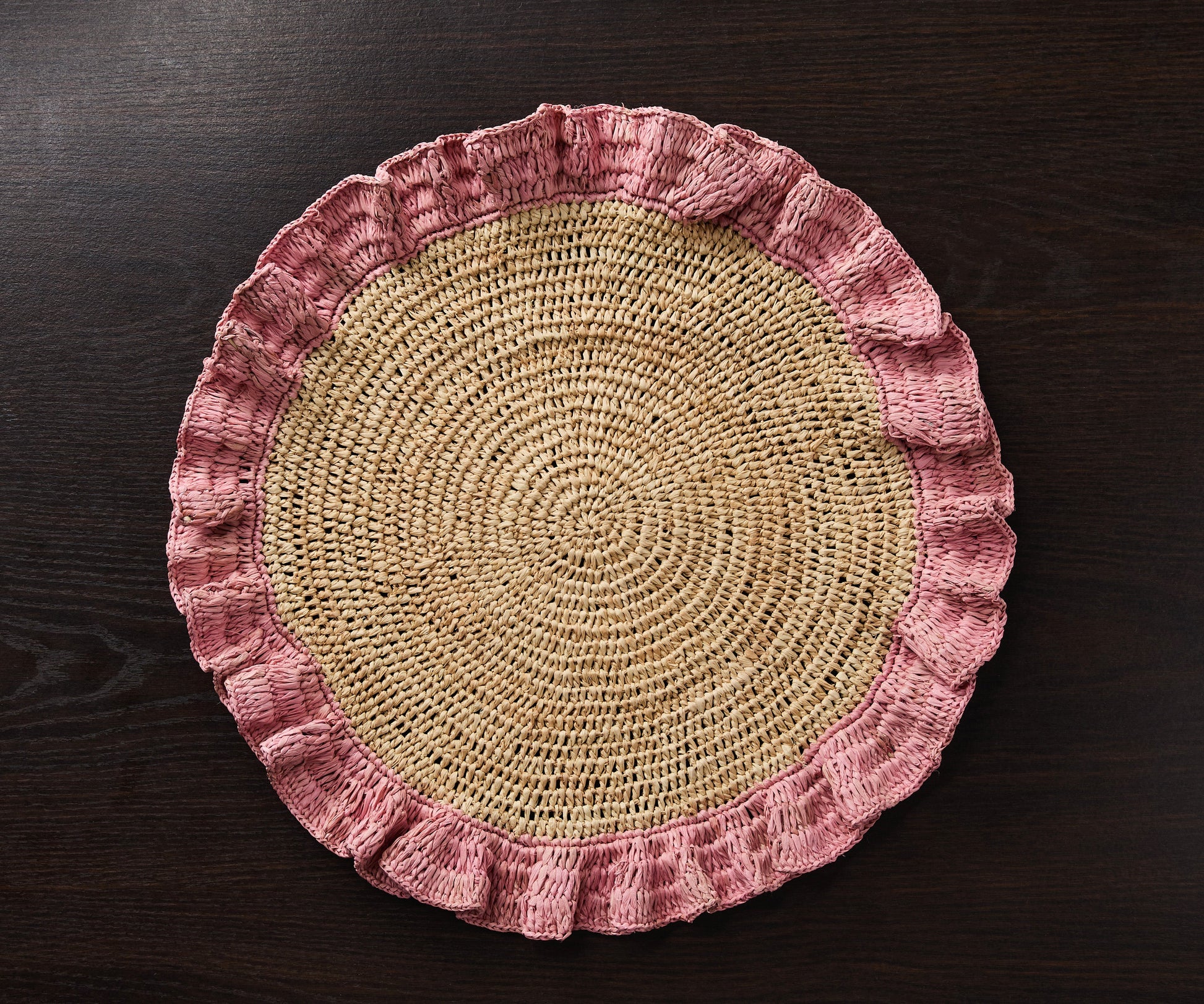 Handwoven Raffia Ruffle Placemat – Boho Chic Table Décor – Summer Table Accent - Tampa Home & Garden Store