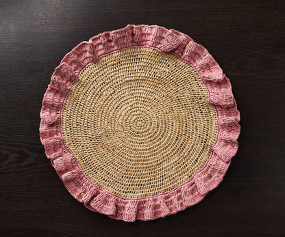 Handwoven Raffia Ruffle Placemat – Boho Chic Table Décor – Summer Table Accent - Tampa Home & Garden Store