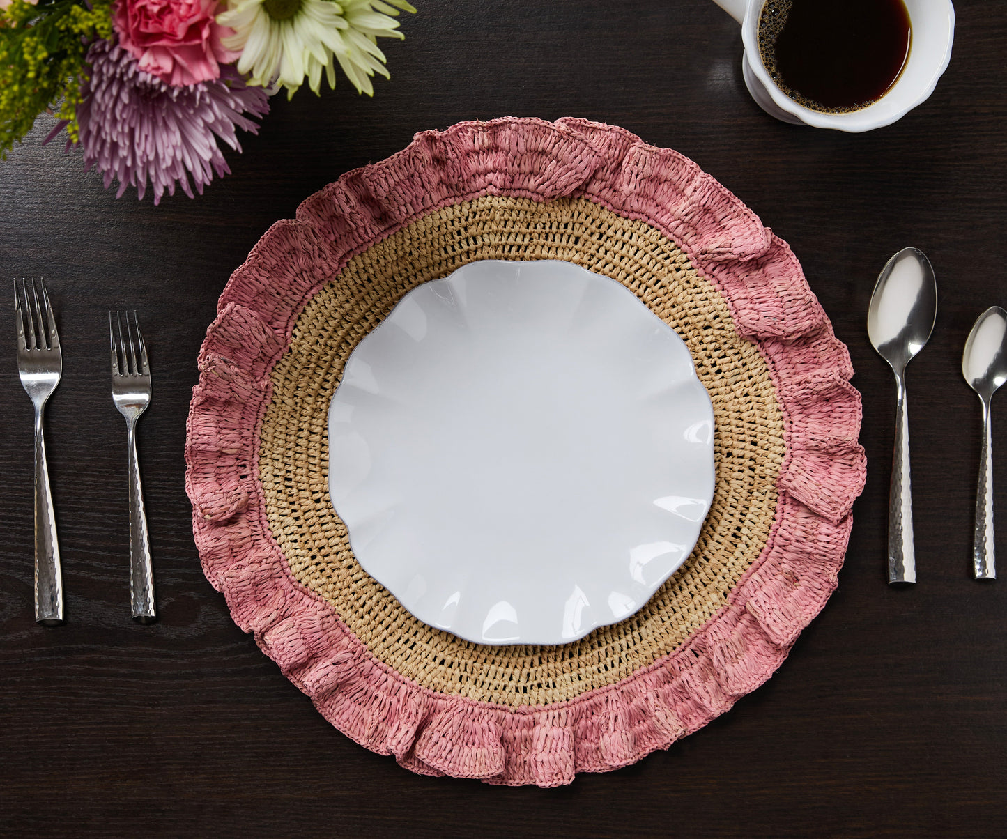 Handwoven Raffia Ruffle Placemat – Boho Chic Table Décor – Summer Table Accent - Tampa Home & Garden Store