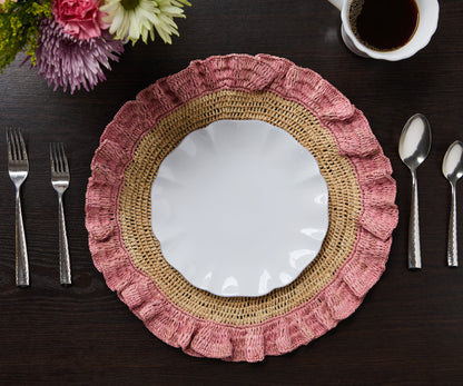 Handwoven Raffia Ruffle Placemat – Boho Chic Table Décor – Summer Table Accent - Tampa Home & Garden Store
