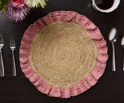Handwoven Raffia Ruffle Placemat – Boho Chic Table Décor – Summer Table Accent - Tampa Home & Garden Store