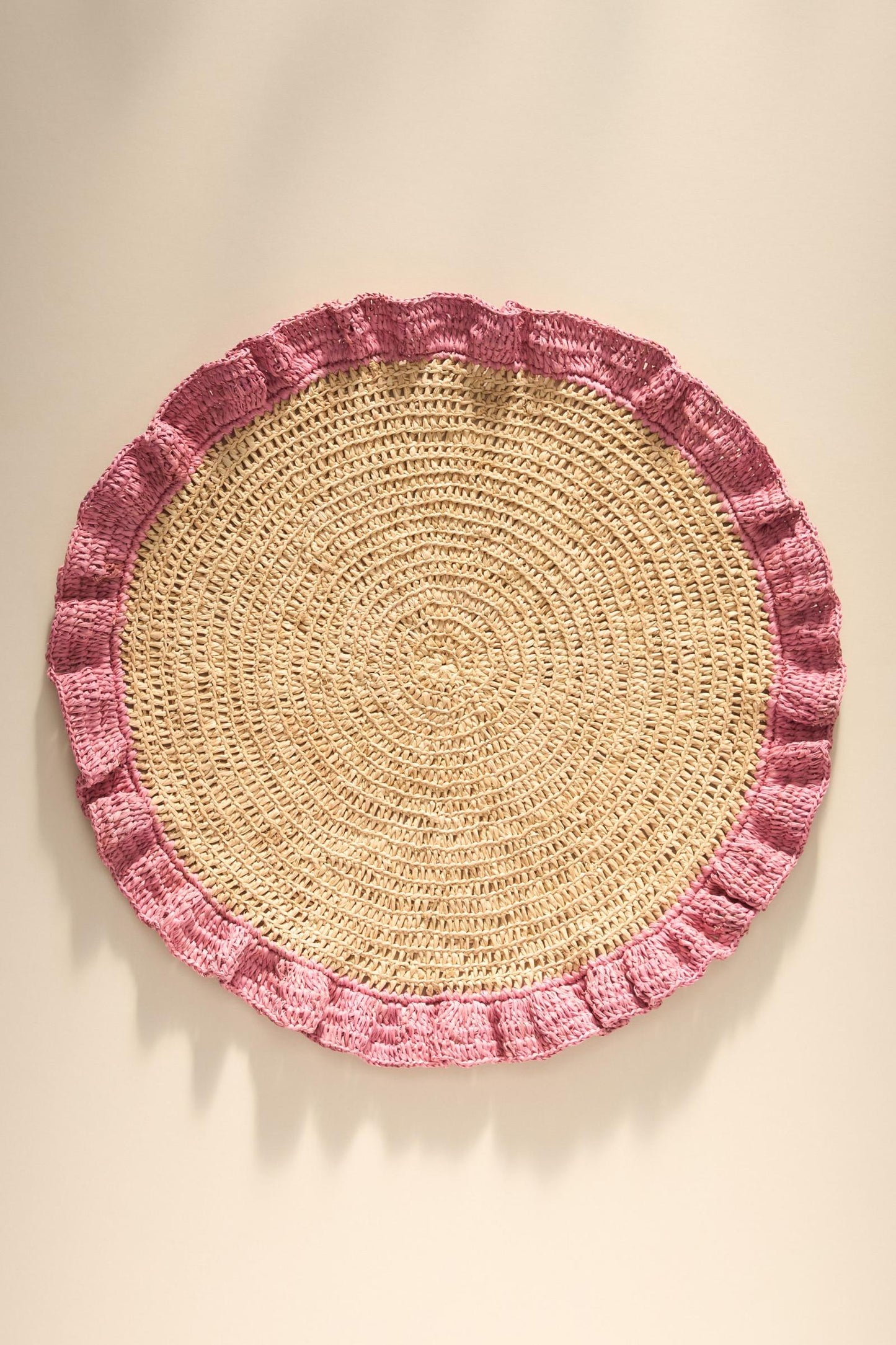 Handwoven Raffia Ruffle Placemat – Boho Chic Table Décor – Summer Table Accent - Tampa Home & Garden Store