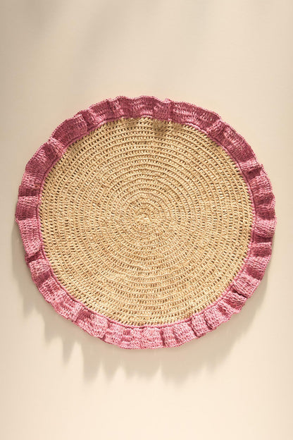 Handwoven Raffia Ruffle Placemat – Boho Chic Table Décor – Summer Table Accent - Tampa Home & Garden Store