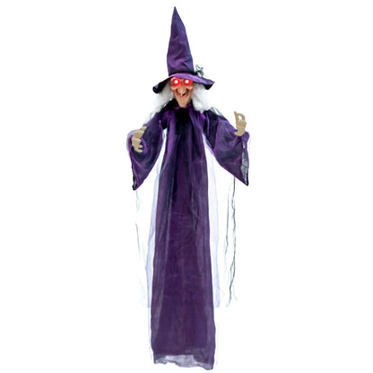 DirectDeals Hanging Halloween Decoration purple witch figure with red eyes and sheer robe on Tampa Home & Garden Store