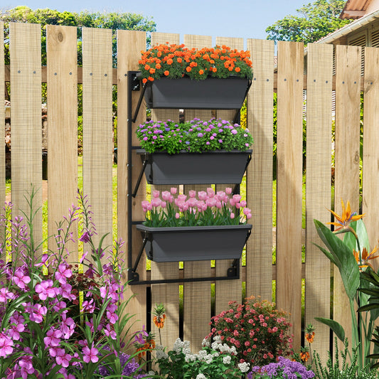 Hanging Vertical Planter Wall-mounted Adjustable with Detachable Hooks-Black - Tampa Home & Garden Store