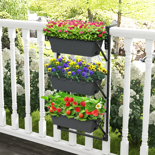 Hanging Vertical Planter Wall-mounted Adjustable with Detachable Hooks-Black - Tampa Home & Garden Store