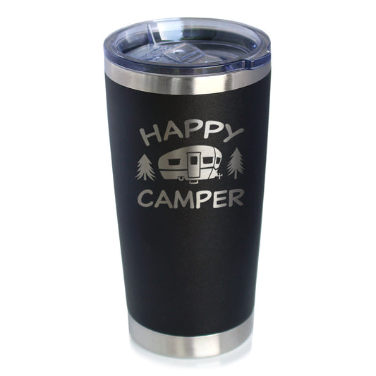 Happy Camper - Insulated Coffee Tumbler Cup with Sliding Lid - Stainless Steel Insulated Mug - Unique Outdoor Camping Tumbler - Tampa soil911.com