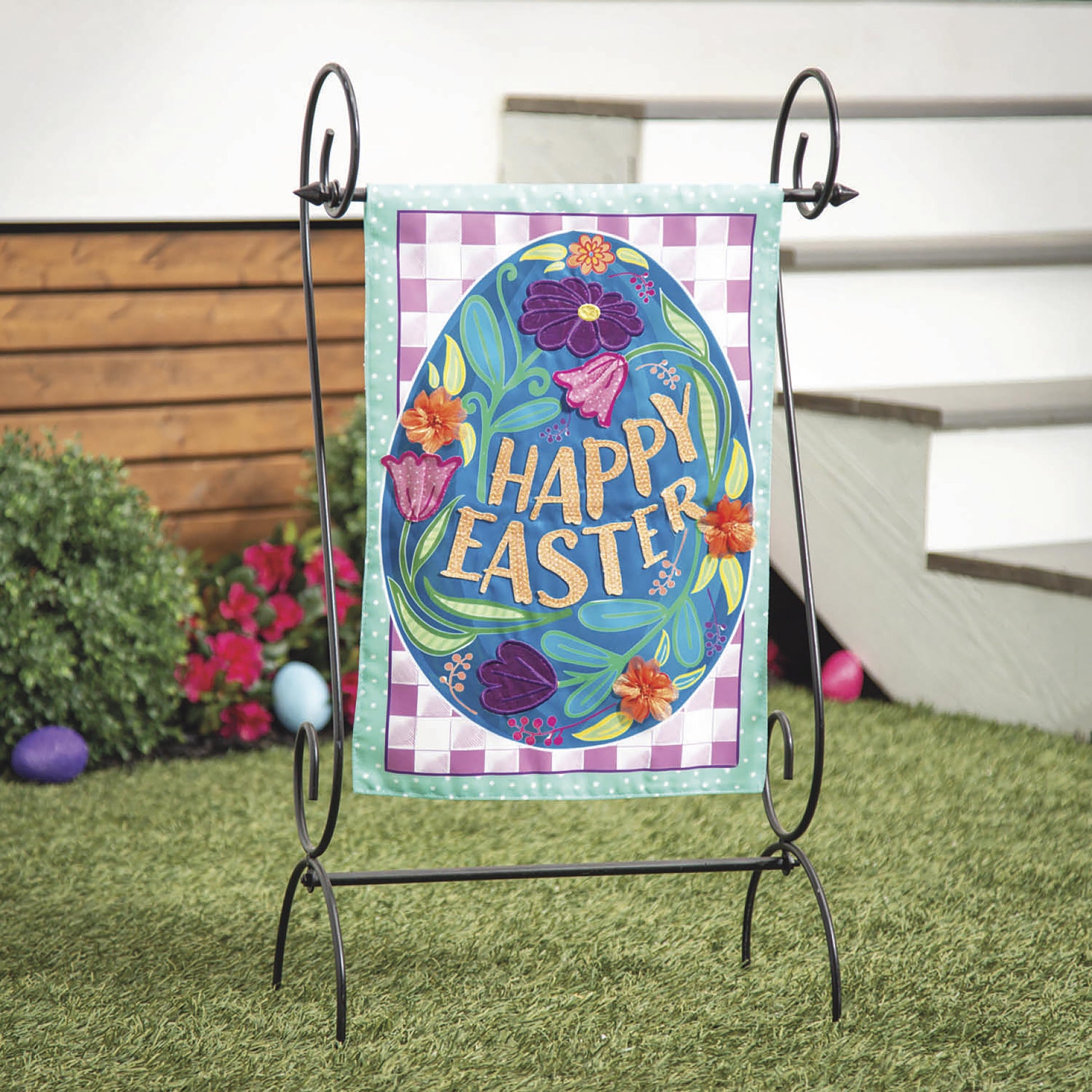 Happy Easter Egg Applique Garden Flag - Tampa Home & Garden Store