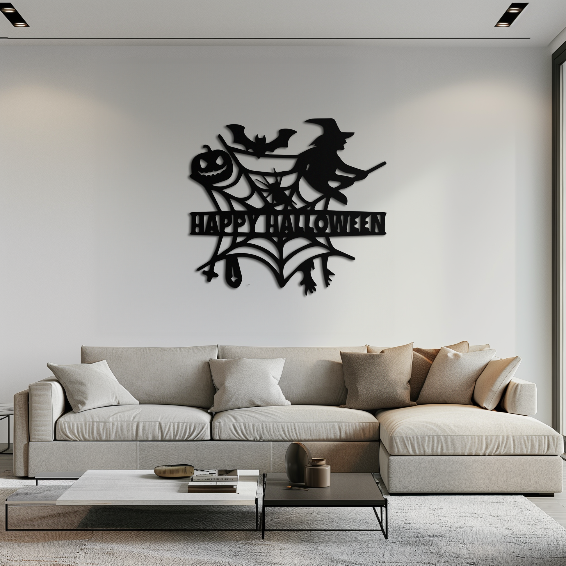 Happy Halloween Metal Wall Art - Witch & Web Design- KAF280 - Tampa Home & Garden Store