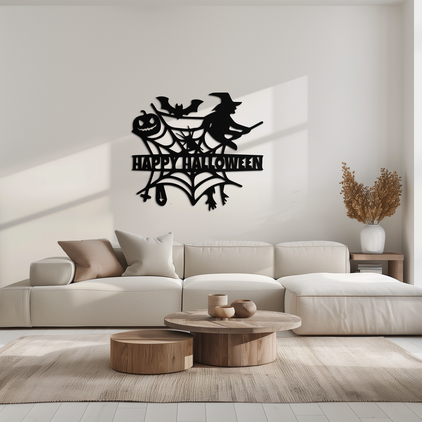 Happy Halloween Metal Wall Art - Witch & Web Design- KAF280 - Tampa Home & Garden Store