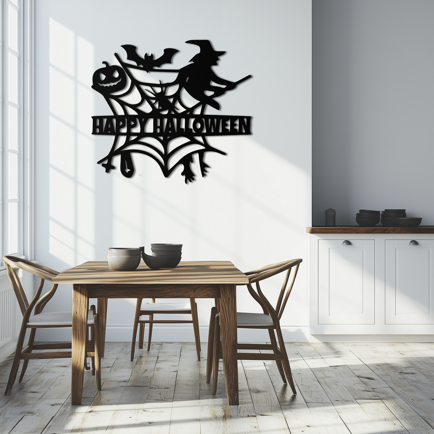 Happy Halloween Metal Wall Art - Witch & Web Design- KAF280 - Tampa Home & Garden Store