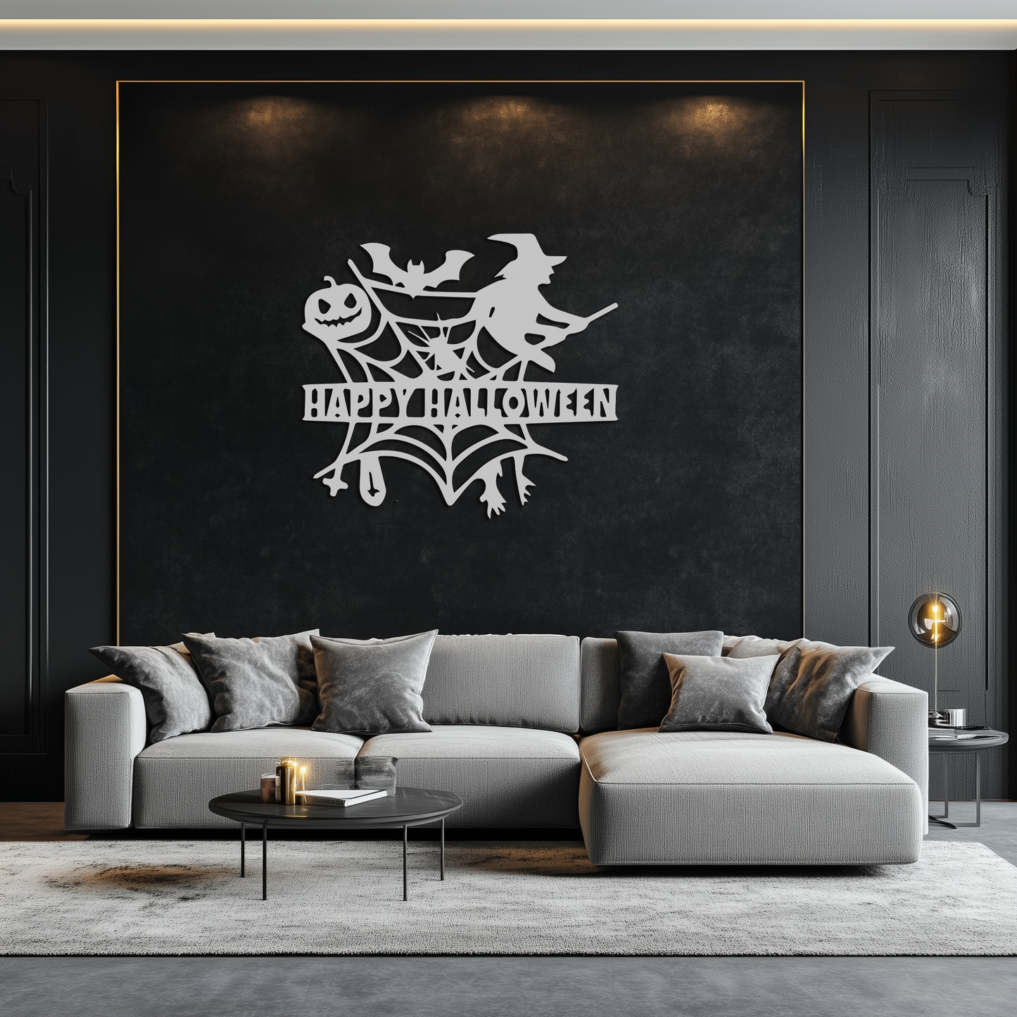 Happy Halloween Metal Wall Art - Witch & Web Design- KAF280 - Tampa Home & Garden Store