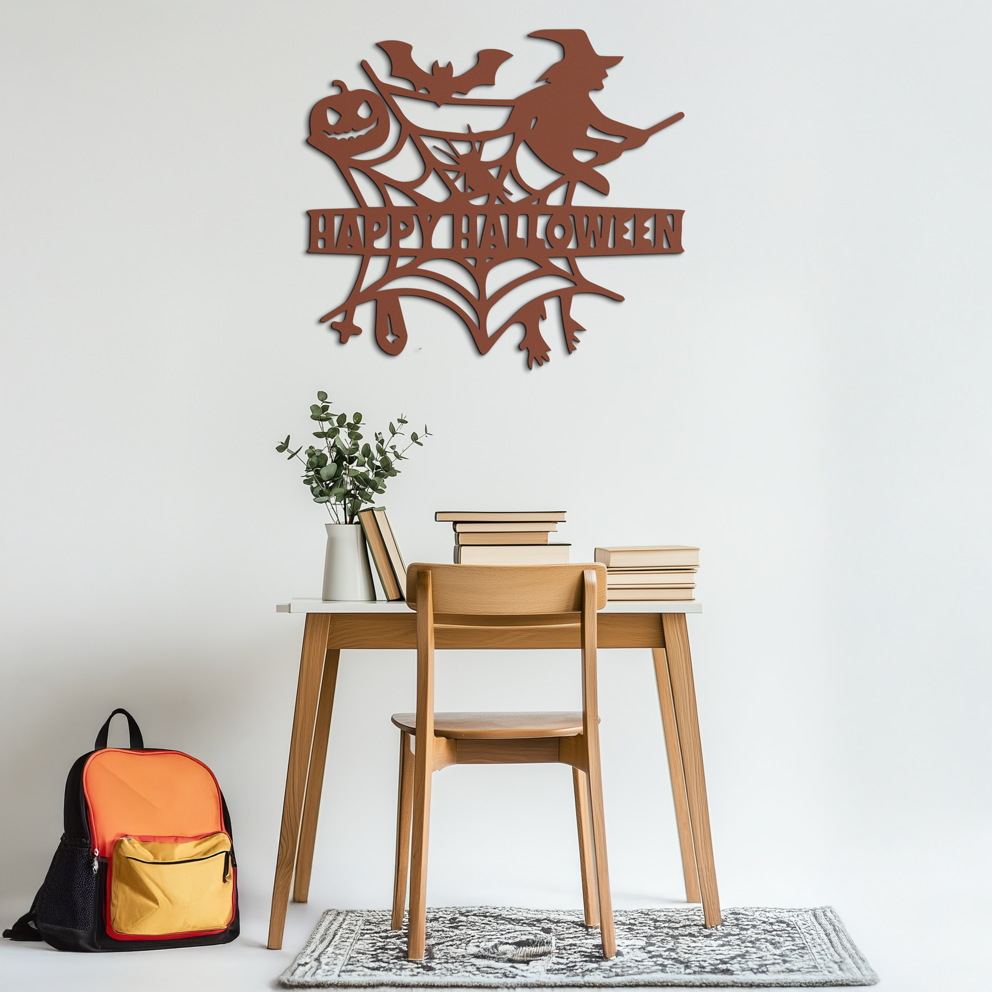 Happy Halloween Metal Wall Art - Witch & Web Design- KAF280 - Tampa Home & Garden Store