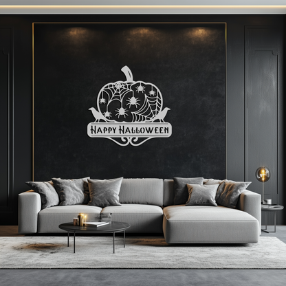 Happy Halloween Pumpkin Metal Wall Art - Spooky Home Decor - KAF275 - Tampa Home & Garden Store