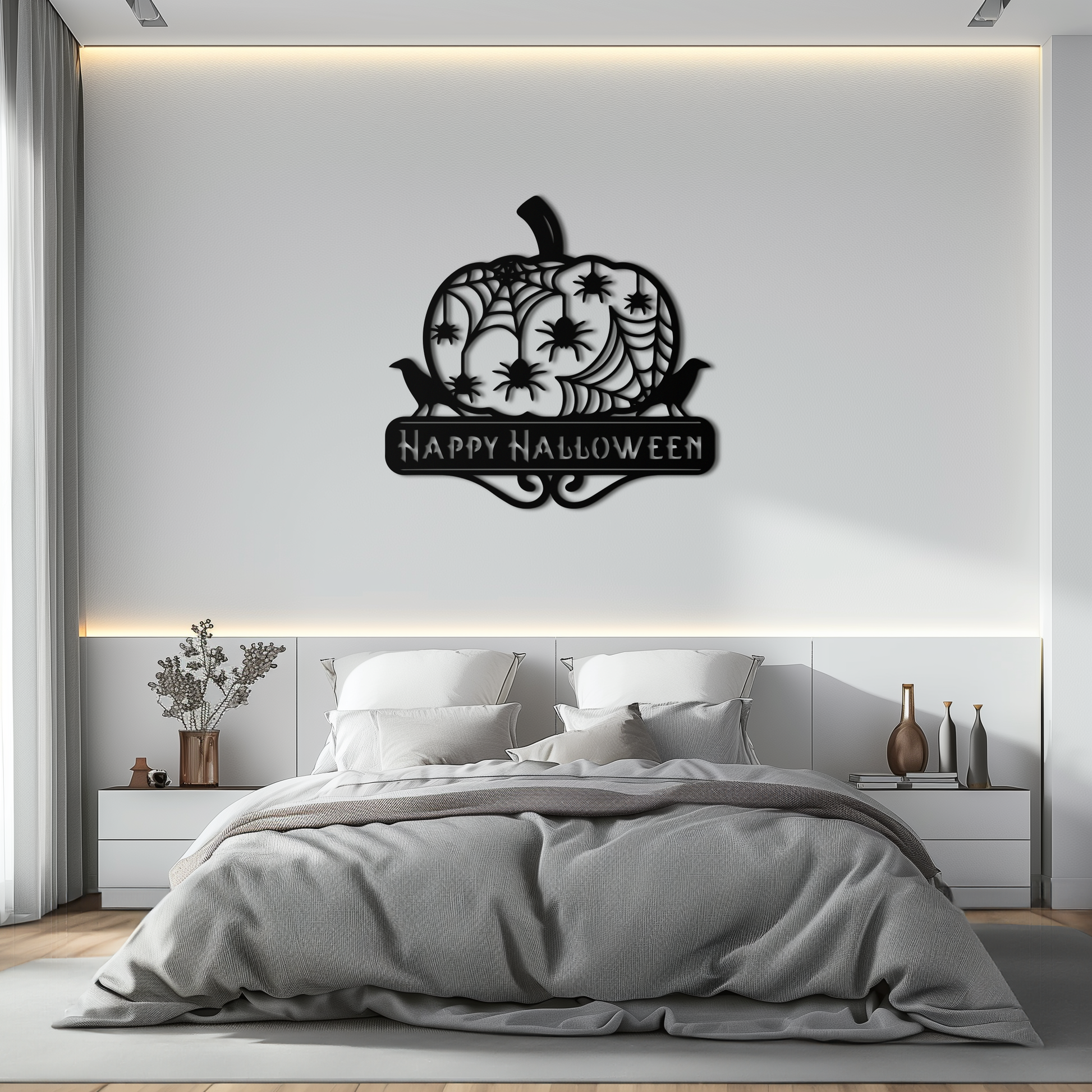 Happy Halloween Pumpkin Metal Wall Art - Spooky Home Decor - KAF275 - Tampa Home & Garden Store