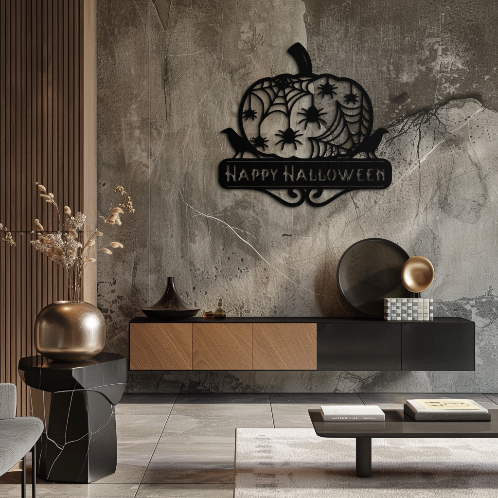 Happy Halloween Pumpkin Metal Wall Art - Spooky Home Decor - KAF275 - Tampa Home & Garden Store