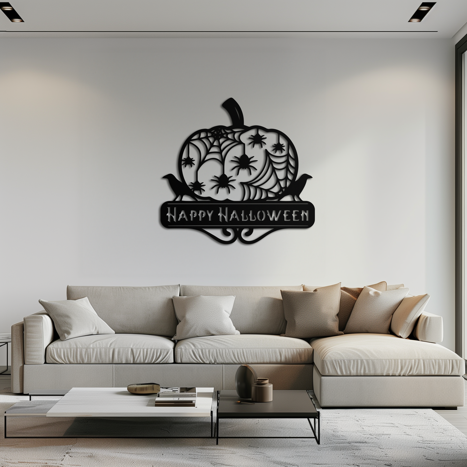 Happy Halloween Pumpkin Metal Wall Art - Spooky Home Decor - KAF275 - Tampa Home & Garden Store