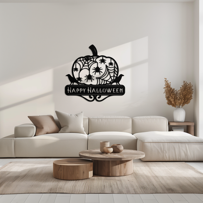 Happy Halloween Pumpkin Metal Wall Art - Spooky Home Decor - KAF275 - Tampa Home & Garden Store