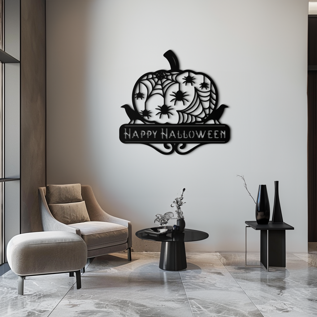 Happy Halloween Pumpkin Metal Wall Art - Spooky Home Decor - KAF275 - Tampa Home & Garden Store