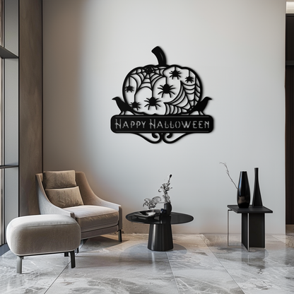 Happy Halloween Pumpkin Metal Wall Art - Spooky Home Decor - KAF275 - Tampa Home & Garden Store