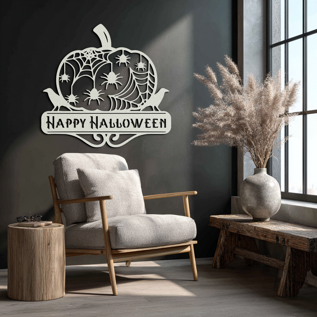 Happy Halloween Pumpkin Metal Wall Art - Spooky Home Decor - KAF275 - Tampa Home & Garden Store